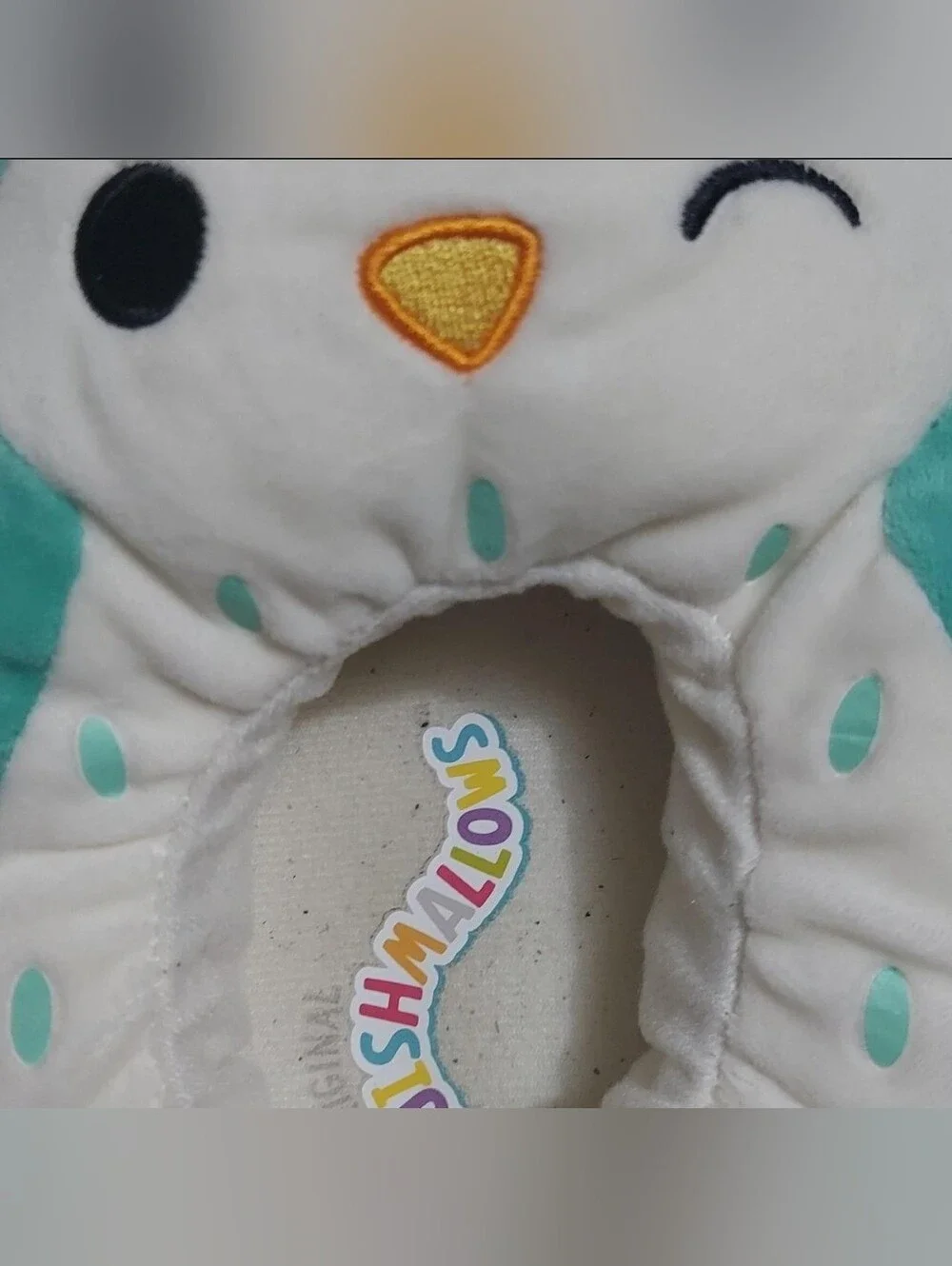 Squishmallows Kids Plush Penguin Slippers - Teal & White